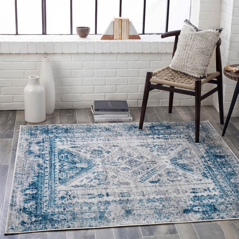 Livabliss Evry Vintage Heriz Area Rug - Sky Blue - 6'7" Square
