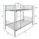 preview thumbnail 3 of 8, Iron Bed Bunk Bed with Ladder for Kids Twin Size Grey