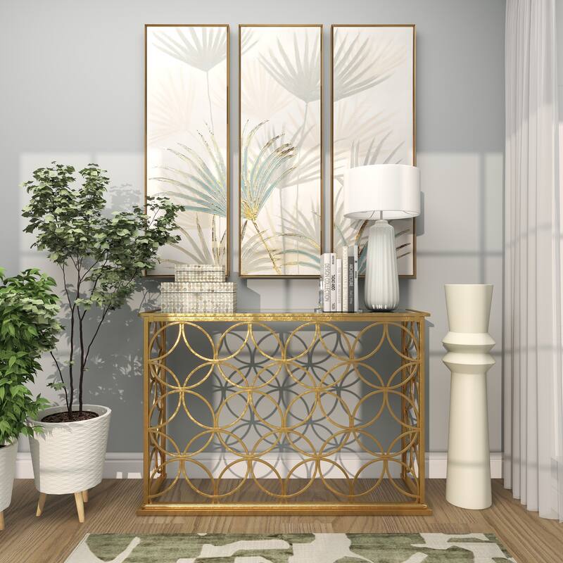 The Novogratz Cream Metal Tall Art Deco Fluted Floor Vase