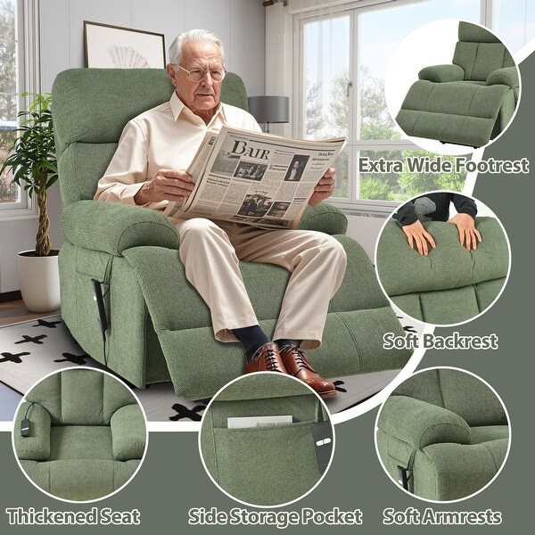 Flannel Power Lift Recliner Chair with Side Pocket - Bed Bath