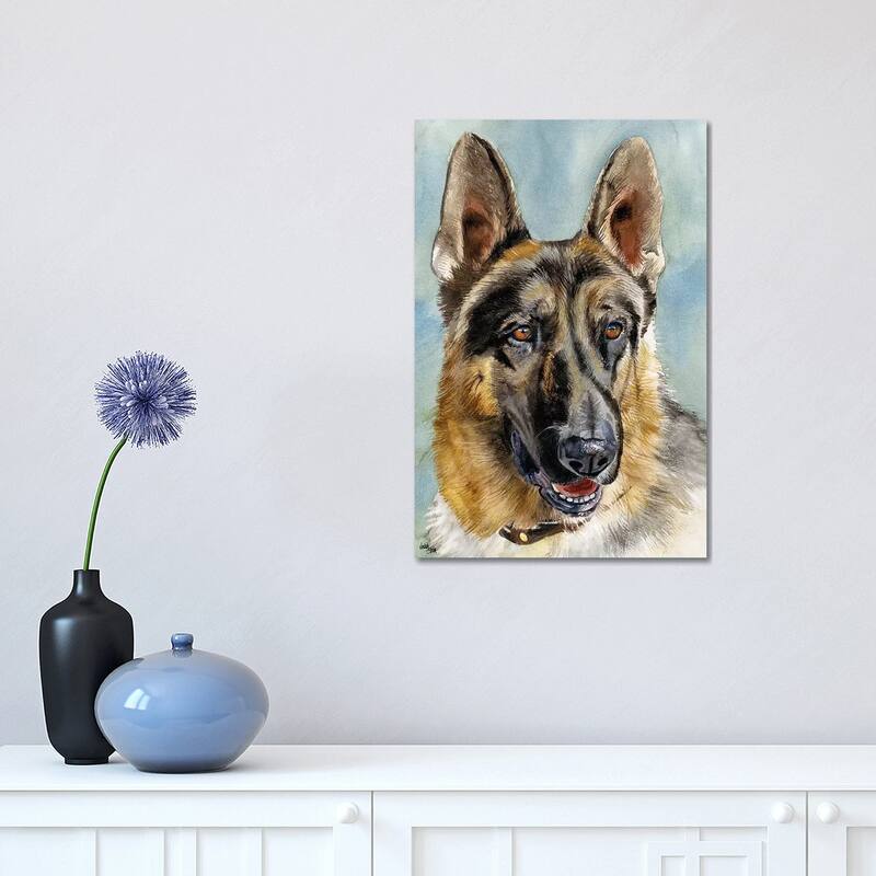 iCanvas "Brains and Brawn - German Shepherd Dog" by Judith Stein Canvas Print - 18x12x1.5