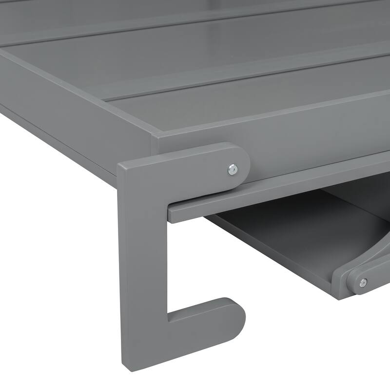 Space-Saving Queen Murphy Bed with Built-in Closet, Drawers and Shelves in Gray/White