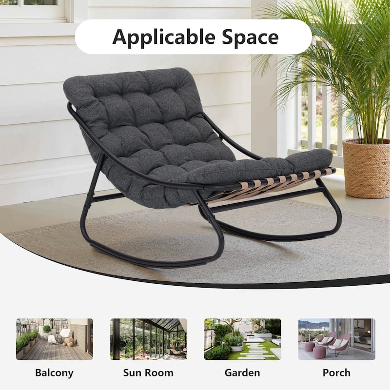 Outdoor Patio Scoop Rocking Lounge Chair with Cushions