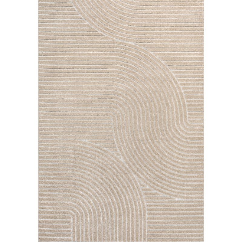 JONATHAN Y Odense Minimalist Curve Geometric Gray/Ivory Area Rug - 8 X 10 - Beige/Cream