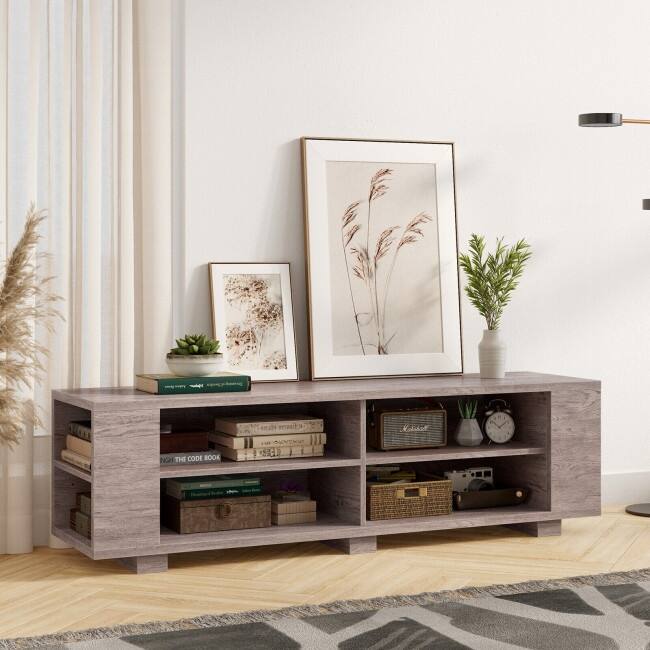 59" Console Storage Entertainment Media Wood TV Stand - 59" x 15.5" x 17.5" (L x W x H)