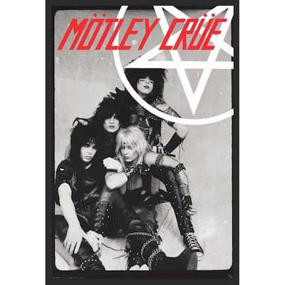 Motley Crue with Pentagram Framed Poster - 24 x 36 Inch