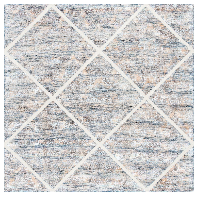 SAFAVIEH Handmade Artistry Riho Trellis Wool Rug - 7' Square - Ivory/Gold
