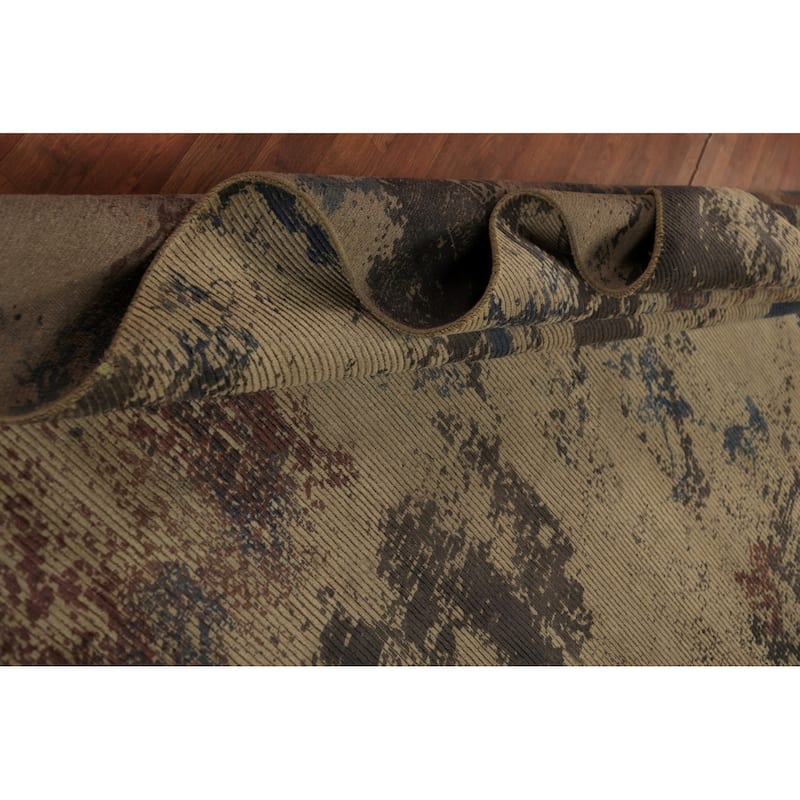 Handmande Abstract Indian Area Rug Handmade Wool Carpet - 7'10"x 9'10"