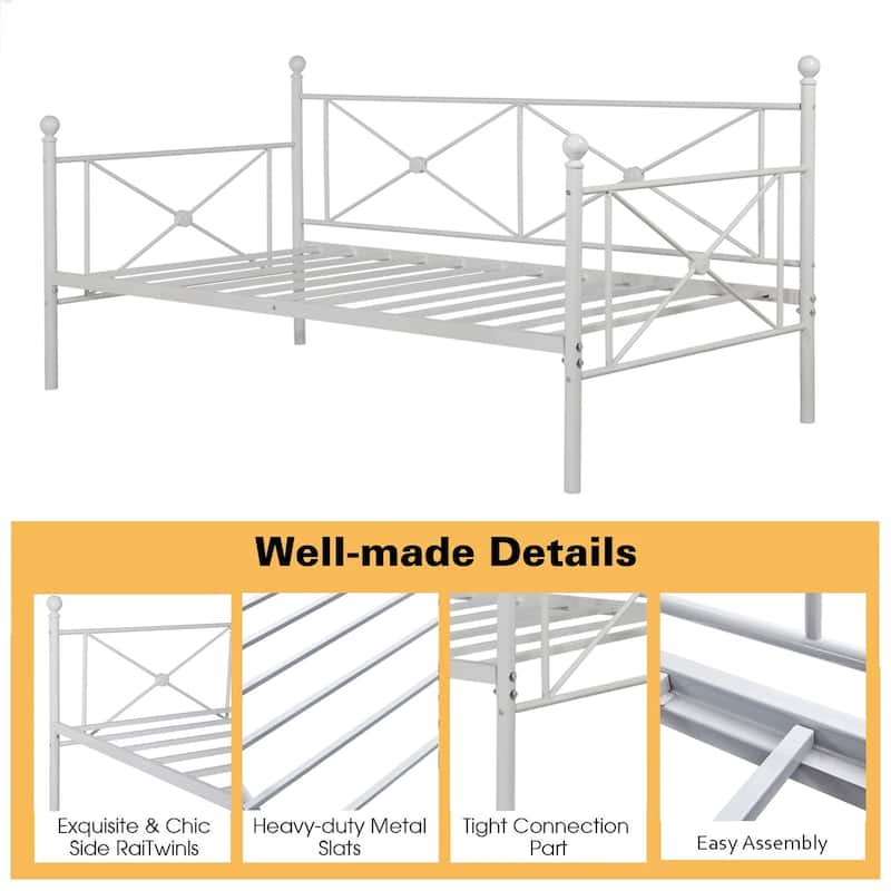 Javlergo Metal Daybed Frame Twin Size Sofa Bed with Steel Slats for Living Room Guest Room