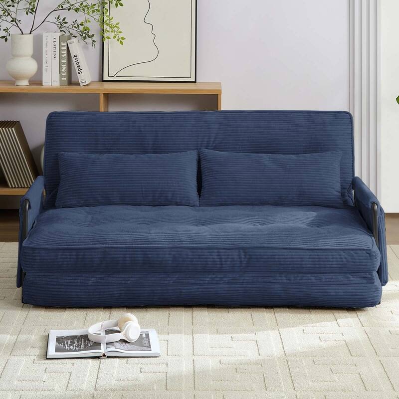 Mixoy Muti-Functional Folding Floor Sofa Bed,Lazy Sofa with Pillows,6 Position Adjustable Backrest-2+1