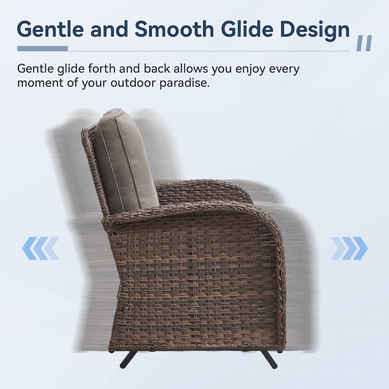 Gymojoy Outdoor Wicker Patio Furniture Loveseat Glider Set