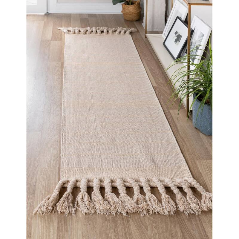 Contemporary Dario Collection Area Rug - Beige-White - 2'2"x6'