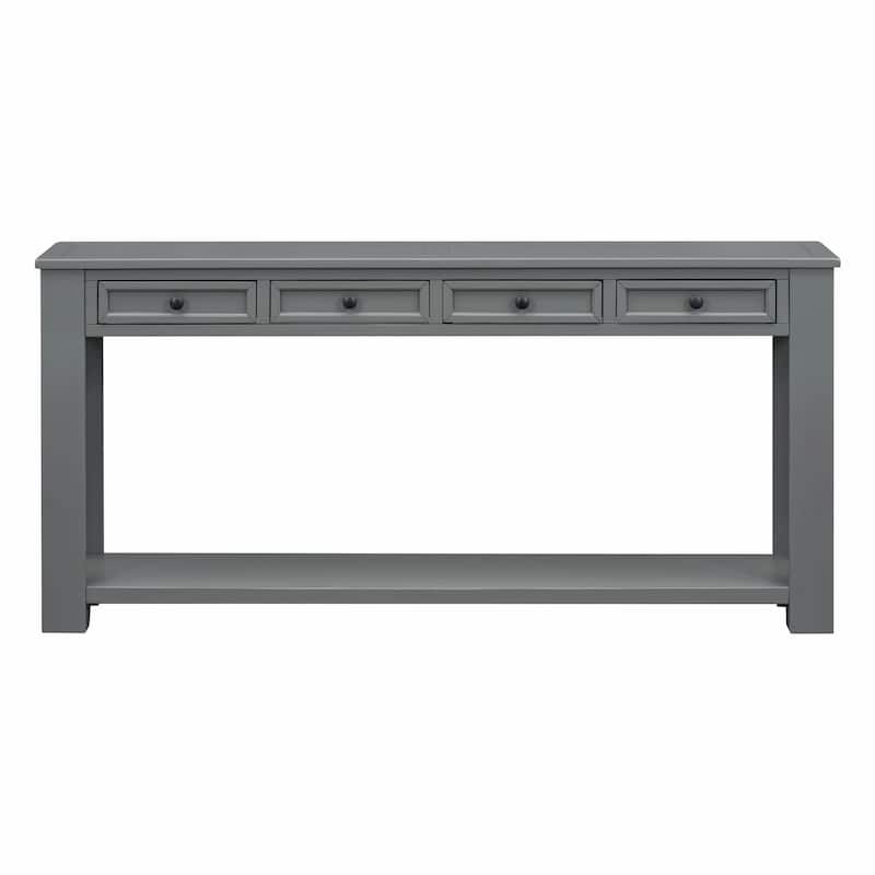 63'' Console Table with Storage Drawers and Bottom Shelf - Tan