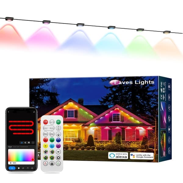 VERDILUME 50FT Permanent Outdoor LED Lights – RGB IP67 Waterproof Eave Lighting With App/Remote Control, Music Sync, 58 Modes, All-Season Use