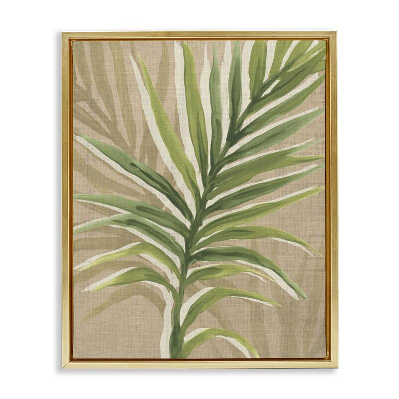 Stupell Rustic Palm Plant Framed Floater Canvas Wall Art Design By June Erica Vess - 25 x 31 - Gold