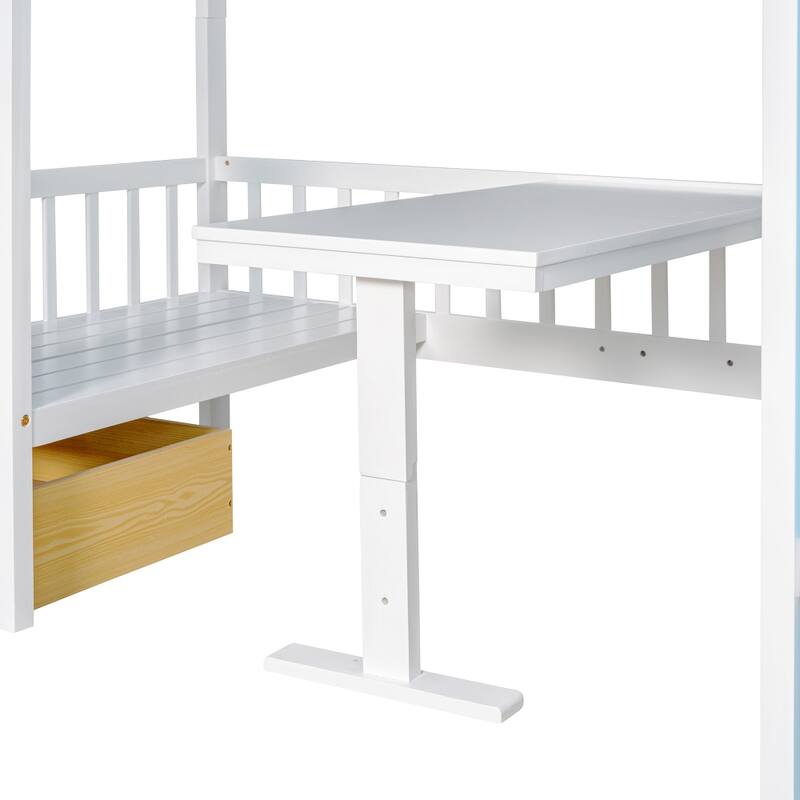 Twin over Twin Bunk Bed with Changeable Table
