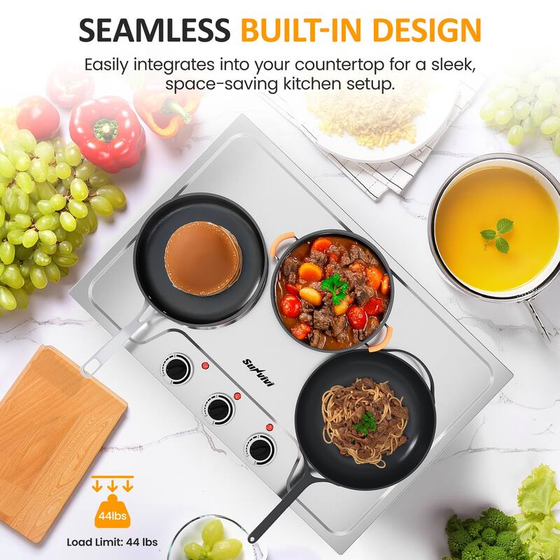 Three-burner portable electric ceramic stove