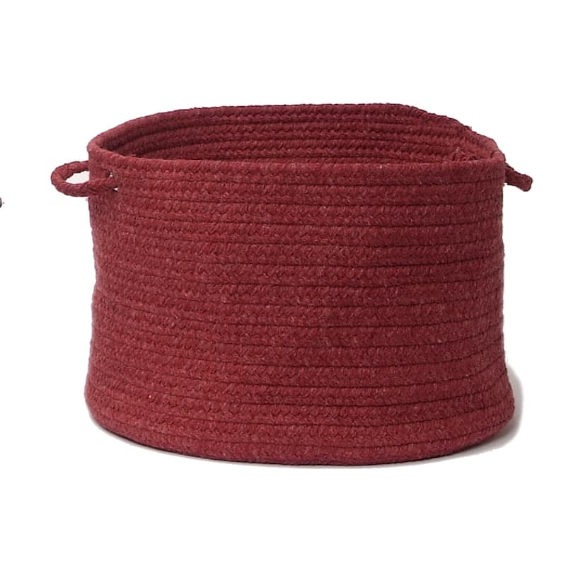 Bristol Braided Wool blend Storage Basket - 18"x18"x12" - Holly Berry