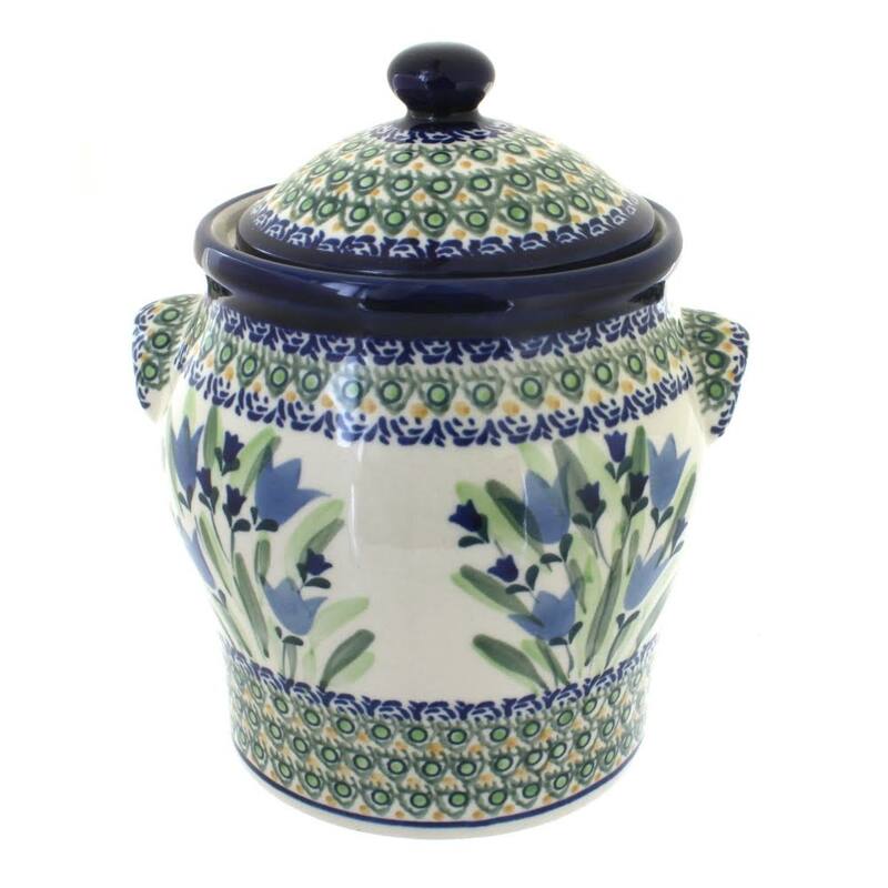 Blue Rose Polish Pottery 1100 Zaklady Large Canister - Blue Tulip