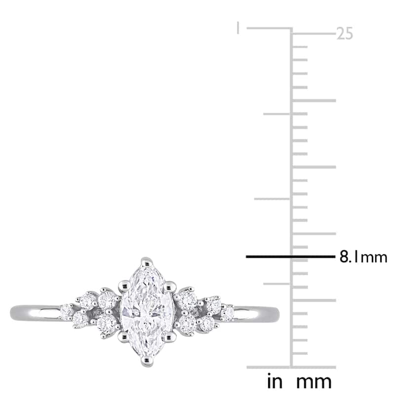 Miadora 14k White Gold 1/2ct TDW Diamond Marquise Engagement Ring