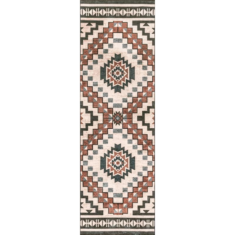 Nuloom Leighton SpinClean Machine Washable Southwestern Medallion Area Rug