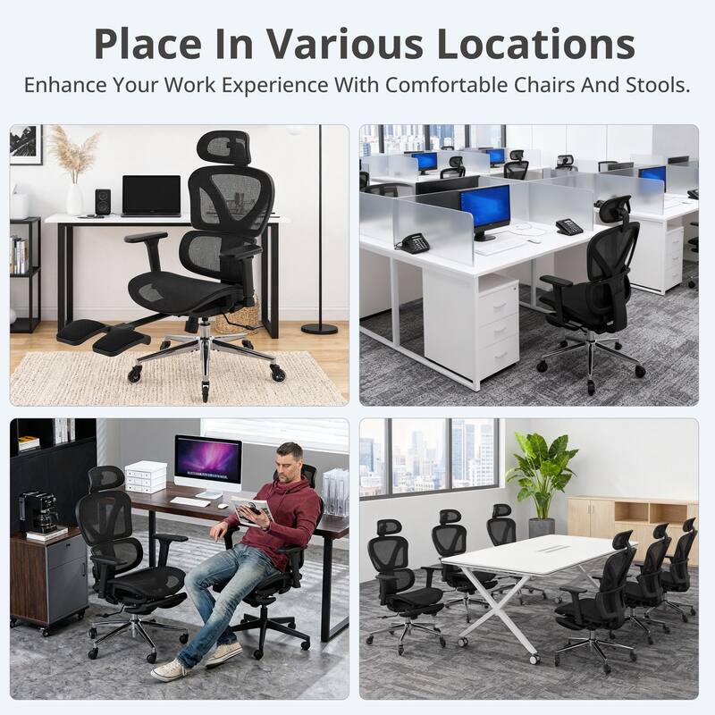 Multi-Functional Ergonomic Office Chair w/Adjustable Support&Hidden Footrest