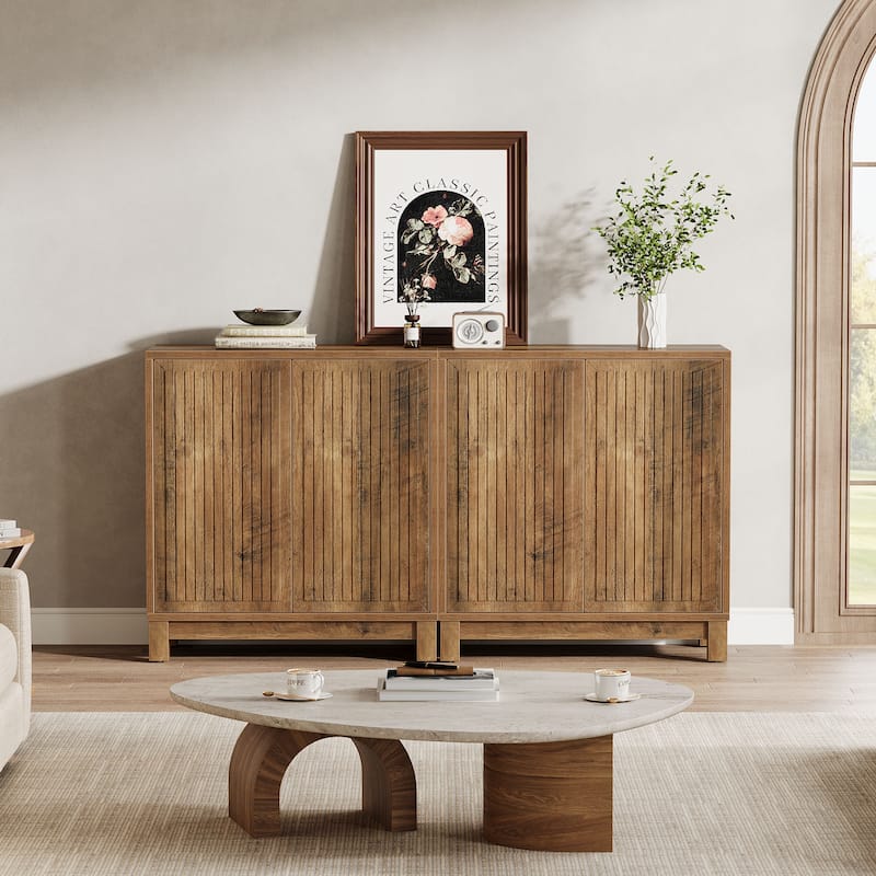 Wood Sideboard Buffet Cabinet, Adjustable Shelves, Living Room Dining Room Hallway Coffee Bar Media TV Console Storage Cabinet