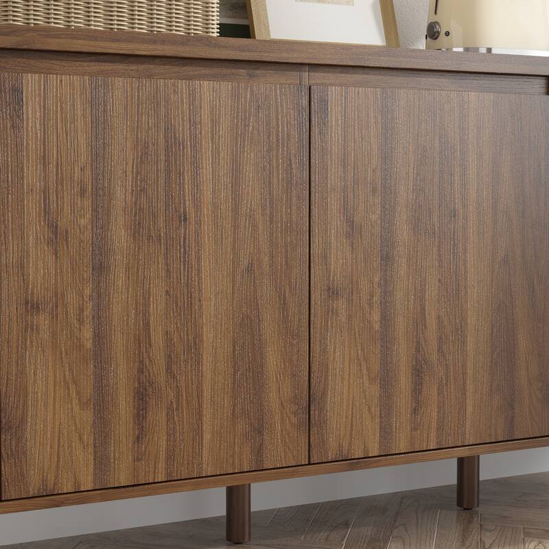 Wooden Living Room Storage Organizer,TV Stand Cabinet with 2 Doors & 3 Drawers,Mid-Century