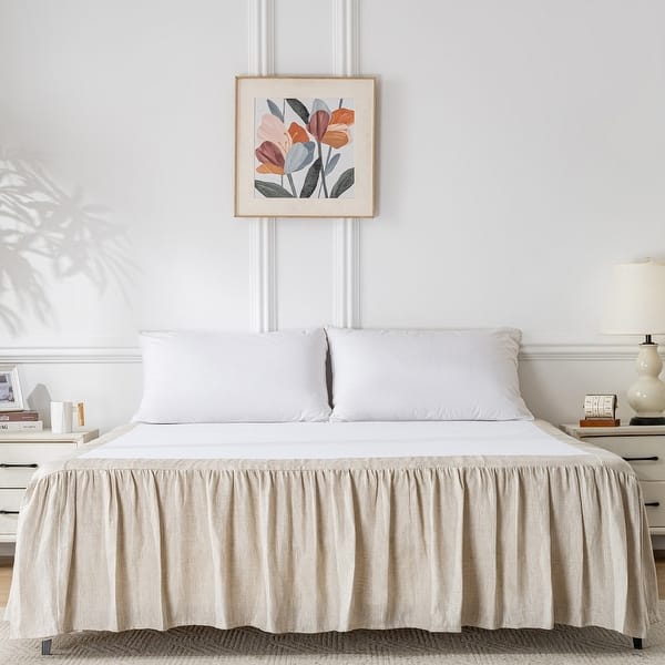 Pleated Bed Skirt With Split Corners For Daybeds - Three Side Coverage - Made With Brushed Microfiber, (Twin Size, Burgundy Solid)/16 Inch