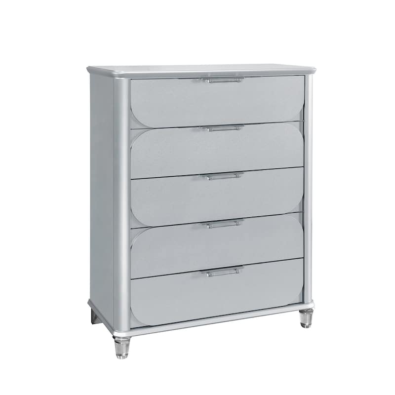 HomeRoots 38" Silver Wood Five Drawer Dresser
