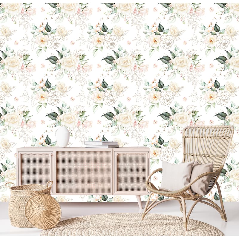 Anna Roses Bouquet Removable Wallpaper - 24'' inch x 10'ft