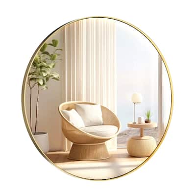 Modern Wall Mirrors, Round Mirror with Metal Framed, Bathroom Mirror with Round Corner Vanity Mirror Accent Mirror