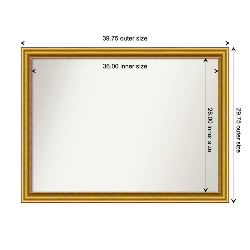 Townhouse Gold Framed Non-Beveled Custom Wall Mirror, Bathroom Vanity Mirror - Outer Size: 39.75 x 29.75