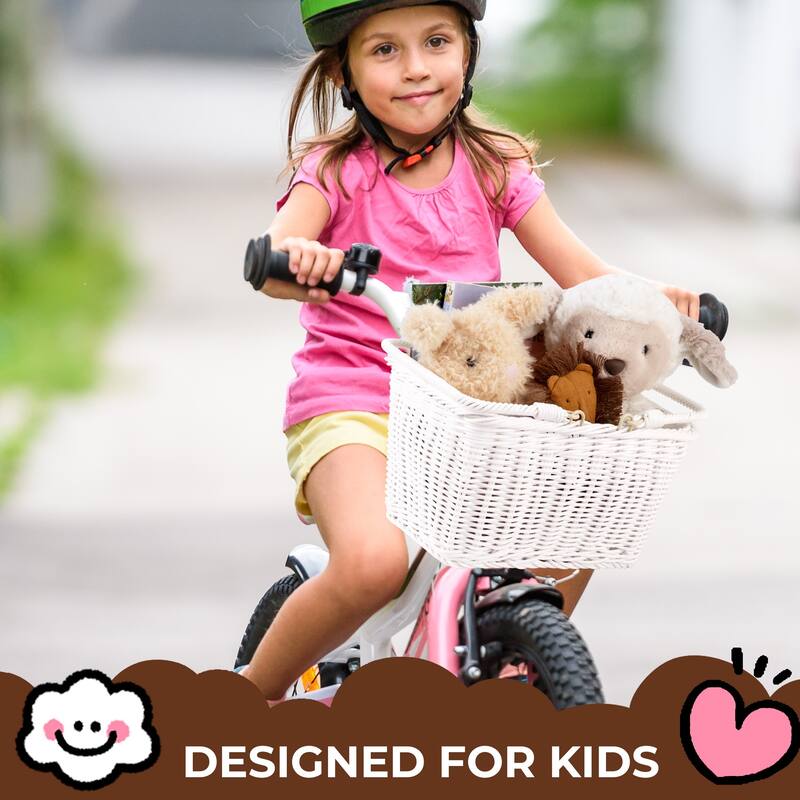 Small Front Bike Basket, Picnic Wicker Basket with Handle - 9.75"D x 7"W x 6"H
