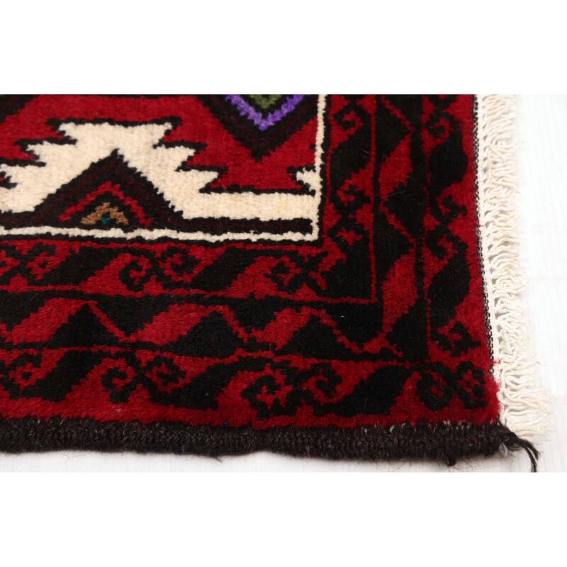 ECARPETGALLERY Hand-knotted Teimani Cream, Red Wool Rug - 3'3 x 6'1