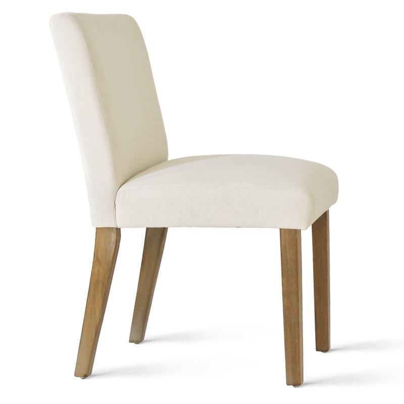 Parsons Dining Chairs with Linen Upholstery and Solid Wood Legs