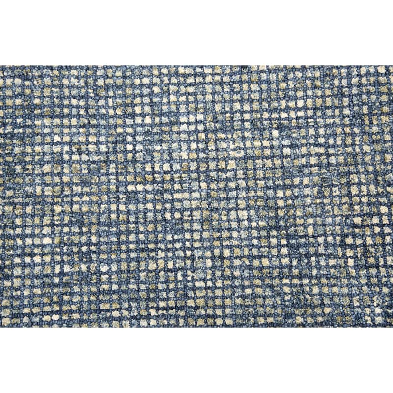 Alora Decor Storm Blue and Cream Hand-tufted Geometric Wool Rug