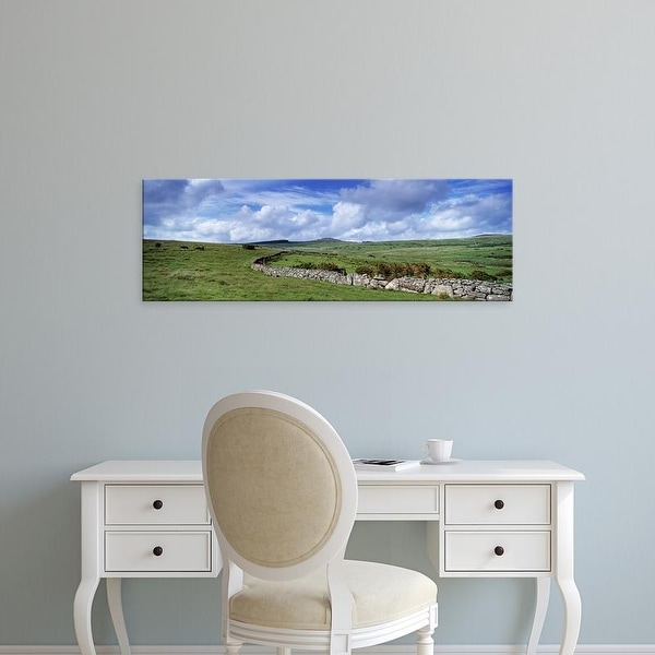 Easy Art Prints Panoramic Images's 'Drystone wall at Bellever Tor, Dartmoor, Devon, England' Premium Canvas Art