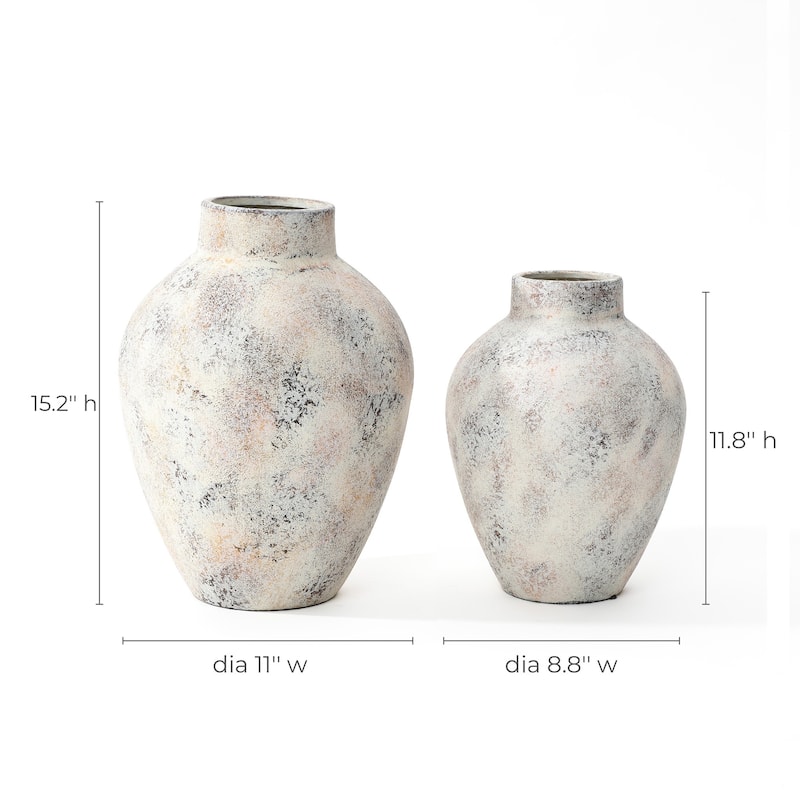 Marbled White Tall Round Stoneware Vase (Single)