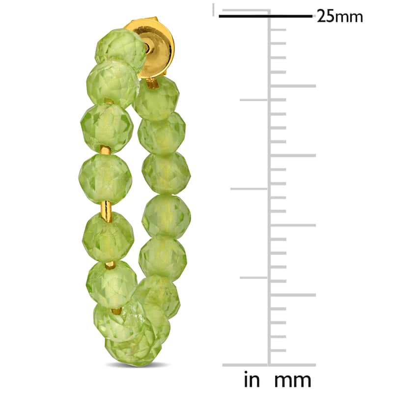 Miadora 5ct TGW Peridot Beaded Facetted Hoop Earrings Yellow Silver