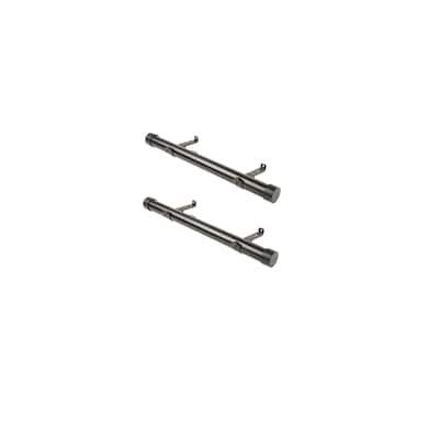 Steel Curtain Rod Set - 24 Inch Rods with Finials - Home Decor Window Treatment Hardware - M