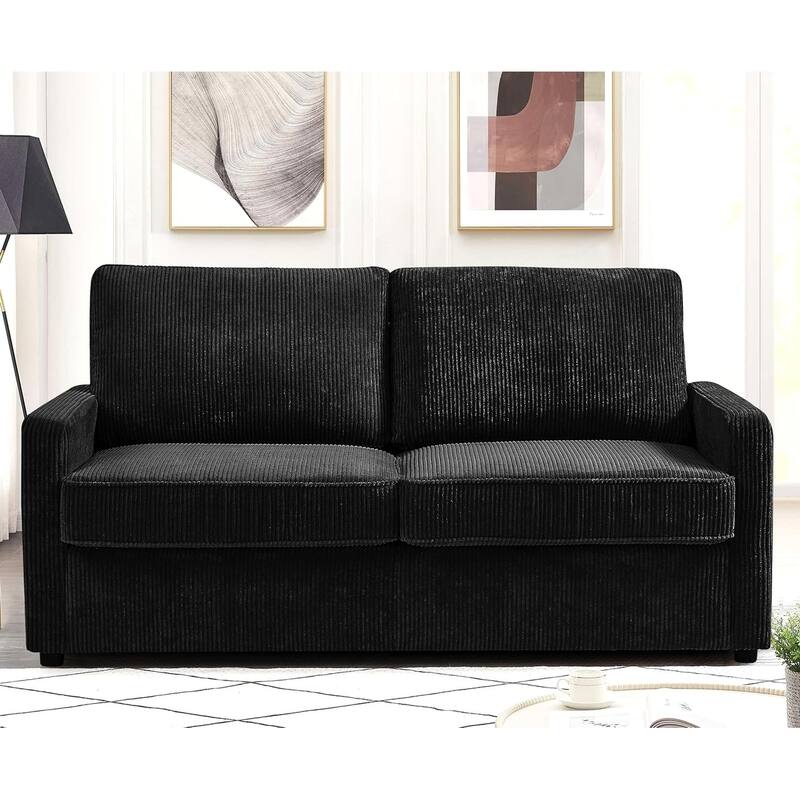 Manchester Polyester Corduroy 70 inch Square Arms Sofa Bed
