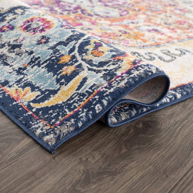 Tigris Pasha Oriental Medallion Bohemian Vintage Distressed Area Rug