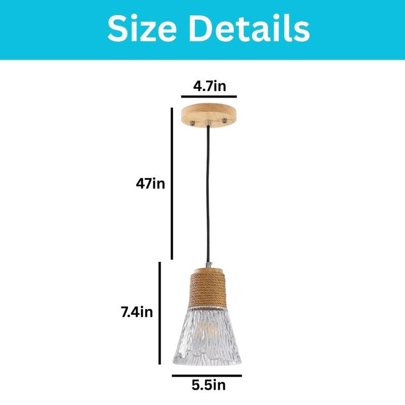 5.9 Inch Crystal lights natural brown dining light fixtures glass, rattan, wood pendant light