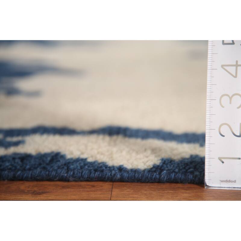 Abstract Moroccan Indian Area Rug Hand-Knotted Wool Carpet - 4'11"x 7'9"