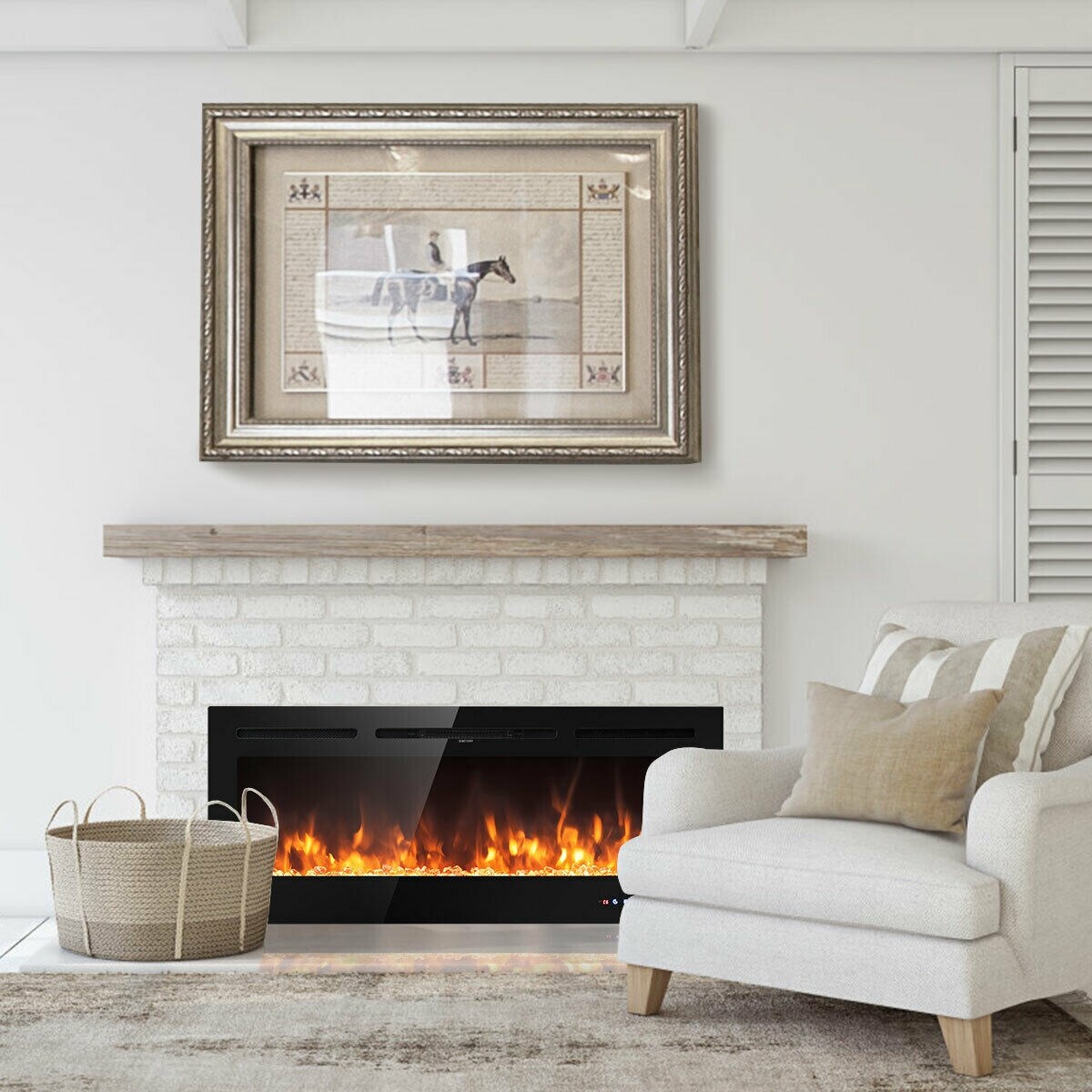 Gymax 50'' Electric Fireplace Recessed and Wall Mounted 750W/1500W W/ - On  Sale - Bed Bath u0026 Beyond - 29756432