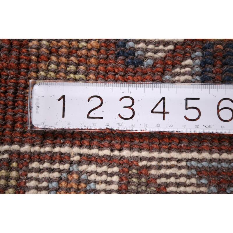 Blues & Orange Heriz Serapi Indian Area Rug Hand-Knotted Wool Carpet - 7'7" x 9'11"