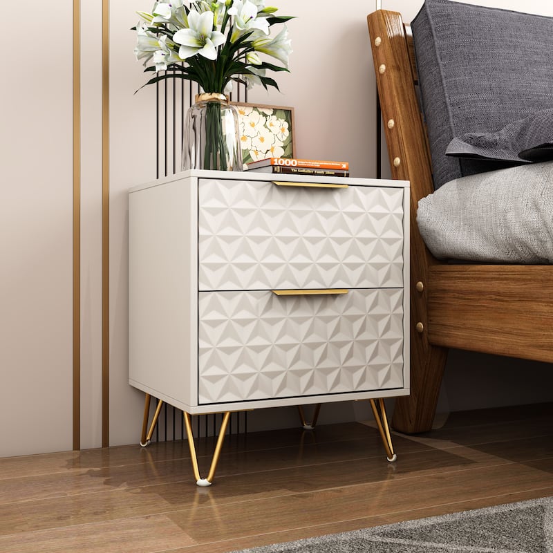 Light-Luxury Nightstand with 2 Drawers
