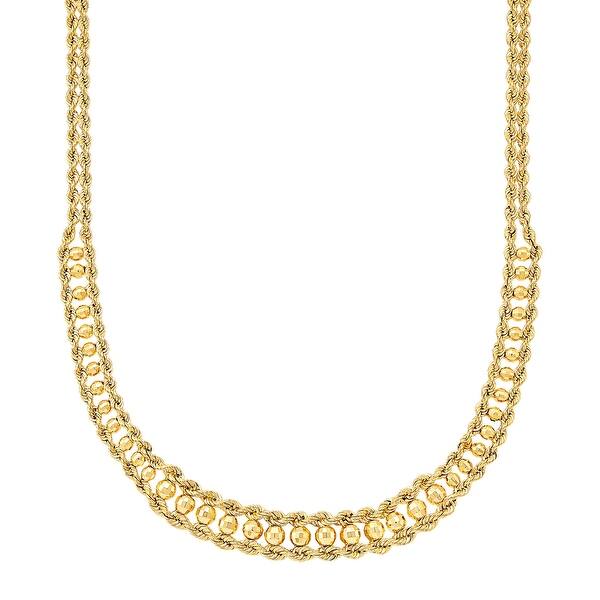 Shop Double Row Rope Chain Necklace In 10k Gold 18 Yellow On Sale Overstock 30778556