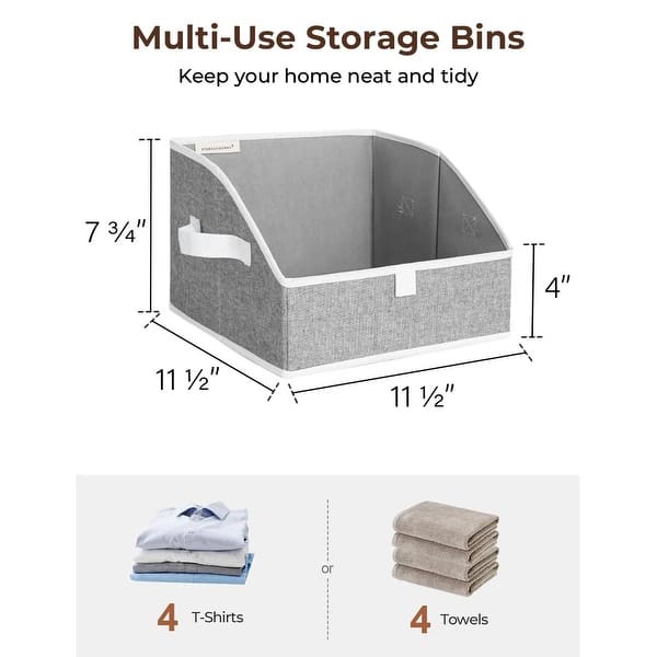 dimension image slide 2 of 4, Trapezoid Closet Storage Bins, Foldable Fabric Organizer Baskets with Handles (Set of 3) - 7.75'' H X 11.5'' W X 11.5'' D